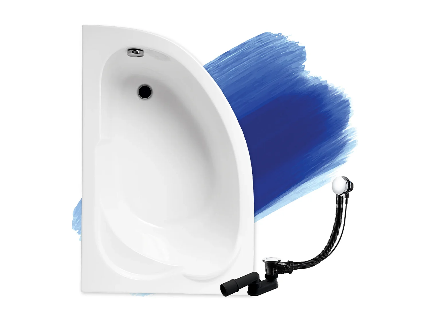 Hoekbad STANDARD 130x85 links | Afvoer & poten GRATIS!