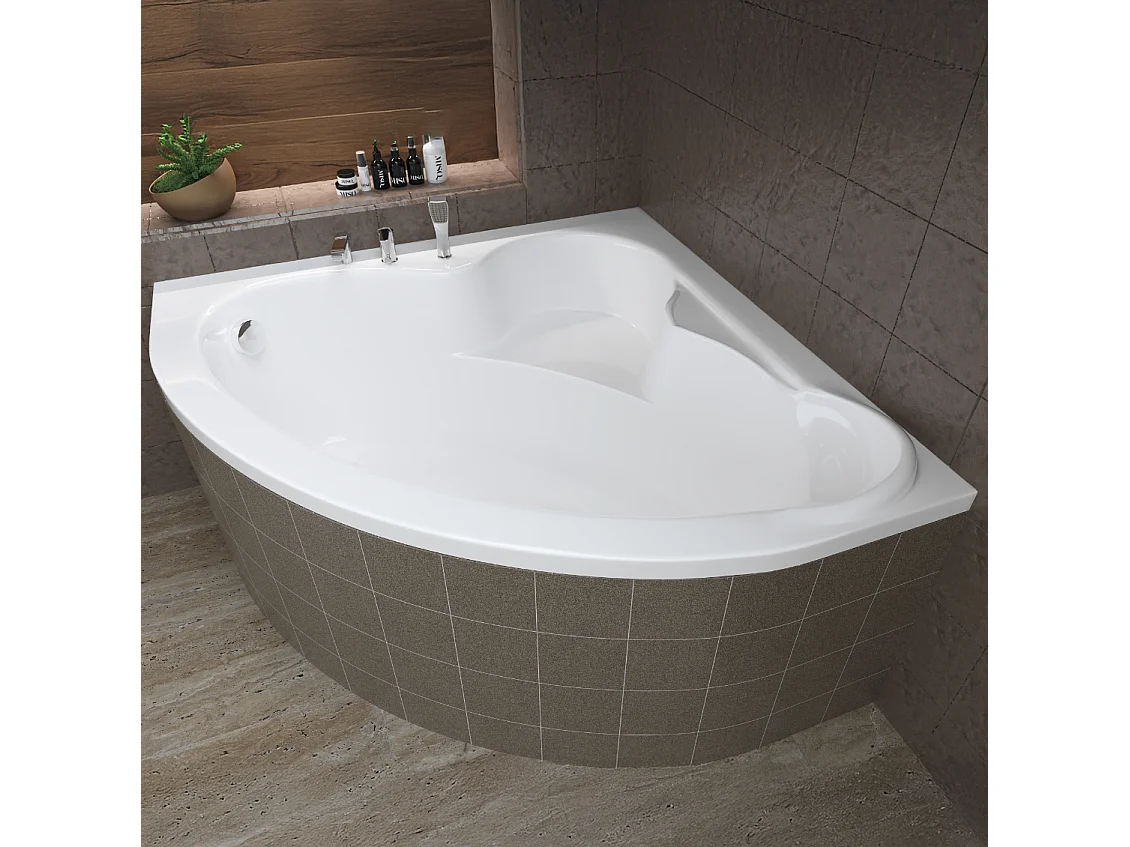 Hoekbad STANDARD 120x120 met piepschuim bekleding | Afvoer & poten GRATIS!