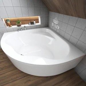 Hoekbad STANDARD 150×150 met acrylrand | Afvoer &amp; poten GRATIS!