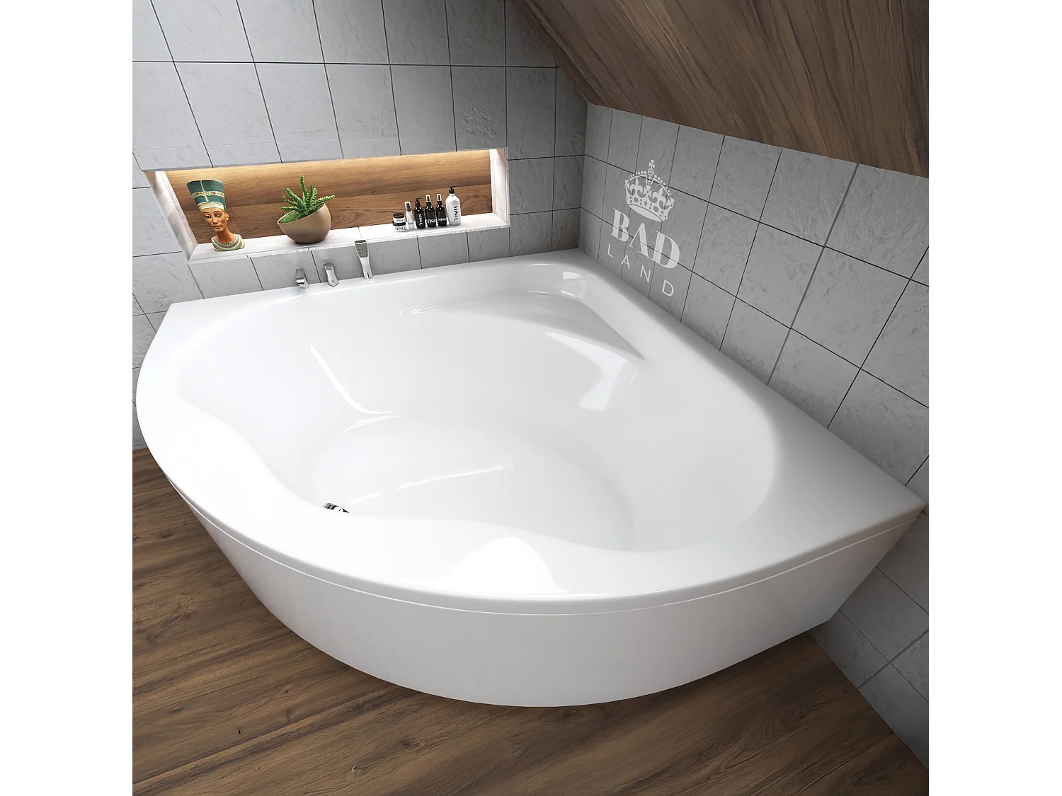 Hoekbad STANDARD 150x150 met acrylrand | Afvoer & poten GRATIS!