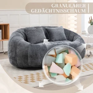 Grote relaxzitzak, ergonomisch design, grijze chenille, schuimvulling met hoge dichtheid (150x95x63cm) Grote relaxzitzak, ergonomisch design, grijze chenille, schuimvulling met hoge dichtheid (150x95x63cm)