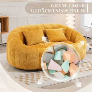 Grote zitzak met hoge rugleuning, ultracomfortabel, schuimvulling, gele chenillestof (150x95x63cm) Grote zitzak met hoge rugleuning, ultracomfortabel, schuimvulling, gele chenillestof (150x95x63cm)