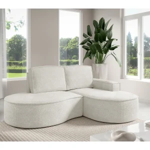 Hoekbank MOLLY – Halfrond, Abriamo-Bouclé, Losse Kussens, Bouclé-bekleding, 210x157x88 cm, Rechts Wit Hoekbank MOLLY – Halfrond, Abriamo-Bouclé, Losse Kussens, Bouclé-bekleding, 210x157x88 cm, Rechts Wit