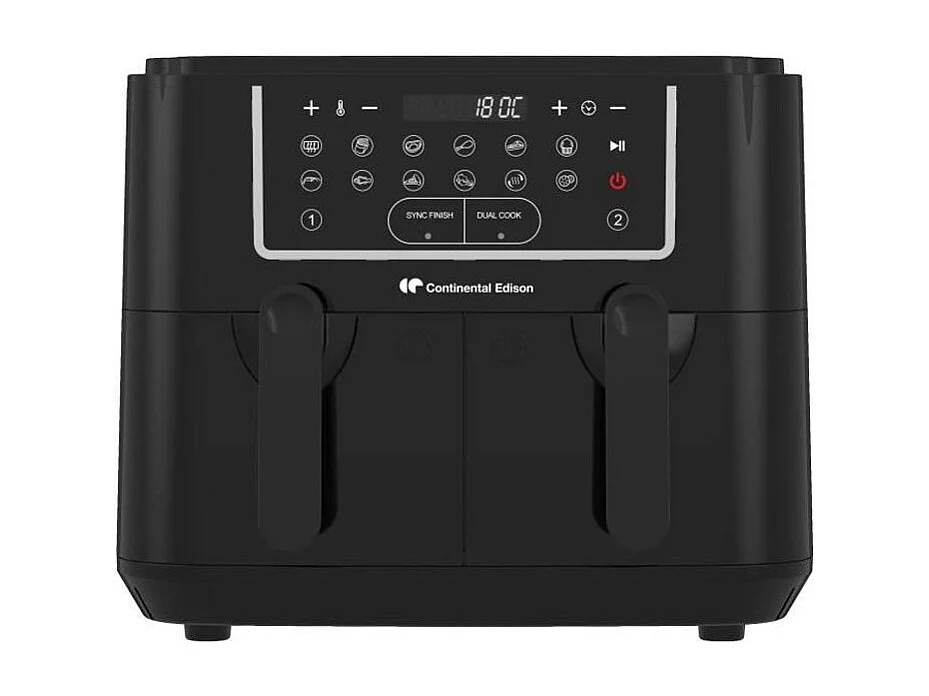 Heteluchtfriteuse Zonder Olie 9L Dubbele Manden 2400W Zwart Continental Edison