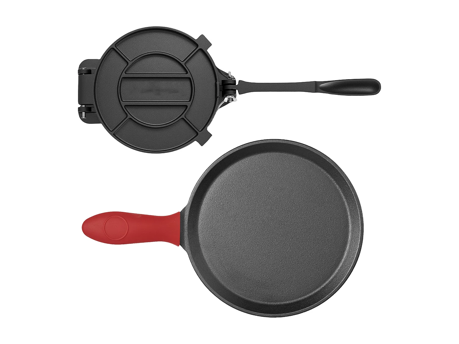 Heavy Duty Gietijzeren Tortillapers SucceBuy, 20 cm Chapatimaker, met Handvat en 100 Bakpapiertjes, voor Tortilla's