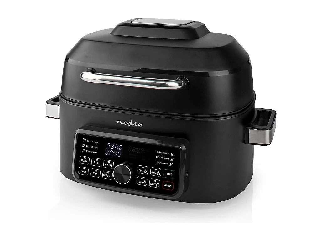 Heteluchtfriteuse Nedis KAAFG600BK 6L 1600W Zwart - Multifunctionele Airfryer-Grill XL