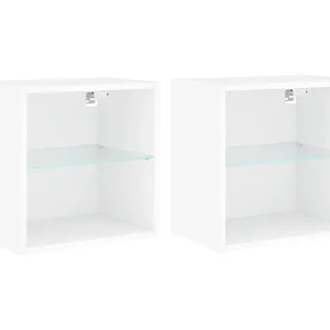 Hans  Nachtkastjes met LED's 2 st wandgemonteerd wit