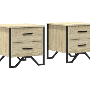 Hanne  Nachtkastjes 2 st 40x41x40 cm bewerkt hout sonoma eikenkleurig