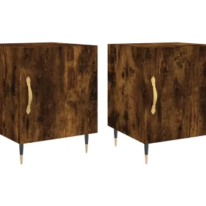 Hayke  Nachtkastjes 2 st 40x40x50 cm bewerkt hout gerookt eikenkleurig