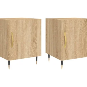 Hayke  Nachtkastjes 2 st 40x40x50 cm bewerkt hout sonoma eikenkleurig