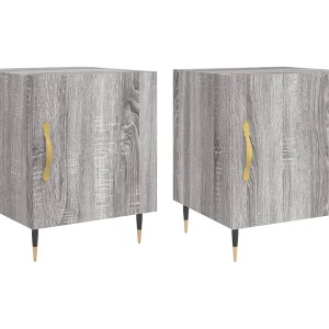 Hayke  Nachtkastjes 2 st 40x40x50 cm bewerkt hout grijs sonoma eiken