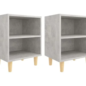 Haugesund  Nachtkastjes 2 st met houten poten 40x30x50 cm betongrijs