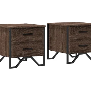 Hanne  Nachtkastjes 2 st 40x41x40 cm bewerkt hout bruin eikenkleurig