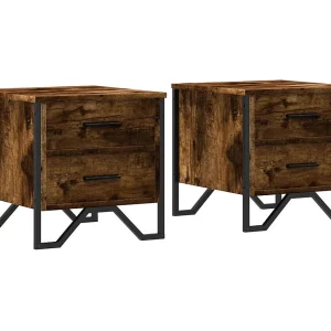 Hanne  Nachtkastjes 2 st 40x41x40 cm bewerkt hout gerookt eikenkleurig