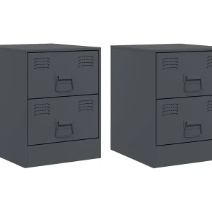Groton Nachtkastjes 2 st 34,5x39x44 cm staal antracietkleurig Groton Nachtkastjes 2 st 34,5x39x44 cm staal antracietkleurig