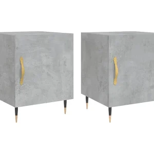 Hayke  Nachtkastjes 2 st 40x40x50 cm bewerkt hout betongrijs
