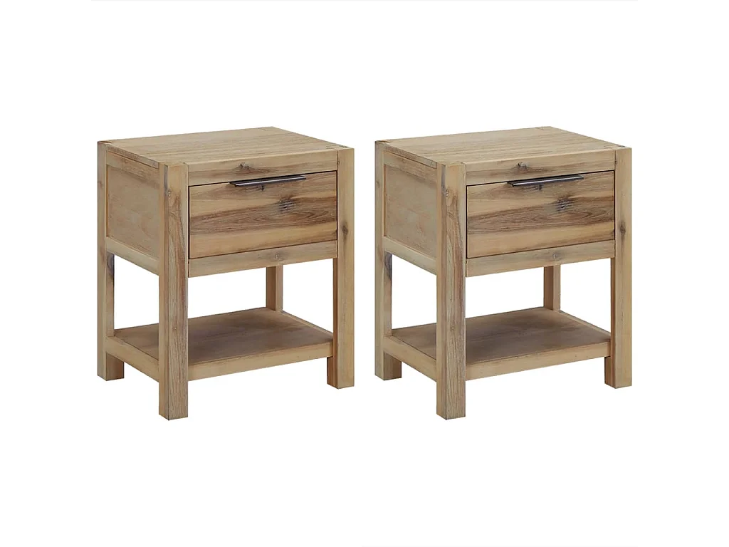 Griffin Nachtkastjes met lades 2 st 40x30x48 cm massief acaciahout