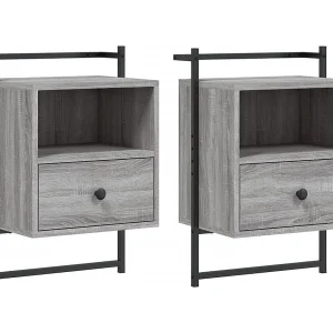Gina Sofie Nachtkastjes 2 st wandgemonteerd 40x30x61 cm hout grijs sonoma Gina Sofie Nachtkastjes 2 st wandgemonteerd 40x30x61 cm hout grijs sonoma