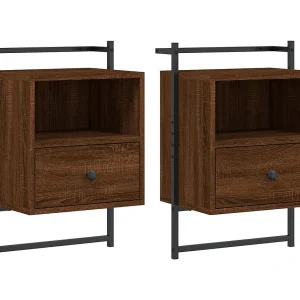 Gina Sofie Nachtkastjes 2 st wandgemonteerd 40x30x61 cm hout bruineiken Gina Sofie Nachtkastjes 2 st wandgemonteerd 40x30x61 cm hout bruineiken