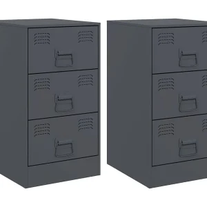 Hereford Nachtkastjes 2 st 34,5x39x62 cm staal antracietkleurig Hereford Nachtkastjes 2 st 34,5x39x62 cm staal antracietkleurig