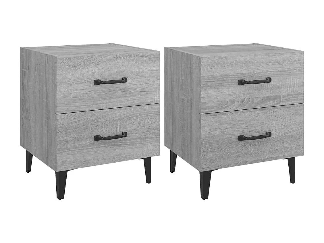 Higginsville Nachtkastjes 2 st 40x35x47,5 cm grijs sonoma eikenkleurig