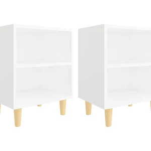 Haugesund  Nachtkastjes 2 st met massief houten poten 40x30x50 cm wit