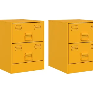 Groton Nachtkastjes 2 st 34,5x39x44 cm staal geel Groton Nachtkastjes 2 st 34,5x39x44 cm staal geel