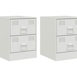 Groton Nachtkastjes 2 st 34,5x39x44 cm staal wit Groton Nachtkastjes 2 st 34,5x39x44 cm staal wit