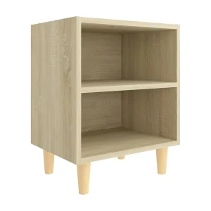 Haugesund  Nachtkastje met houten poten 40x30x50 cm sonoma eikenkleurig