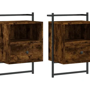 Gina Sofie Nachtkastjes 2 st wandgemonteerd 40x30x61 cm hout gerookt eiken Gina Sofie Nachtkastjes 2 st wandgemonteerd 40x30x61 cm hout gerookt eiken
