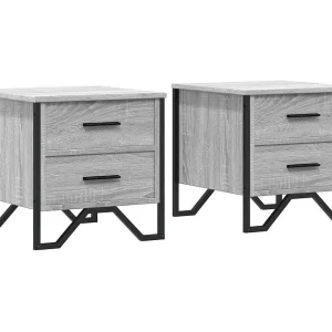 Hanne  Nachtkastjes 2 st 40x41x40 cm bewerkt hout grijs sonoma eiken