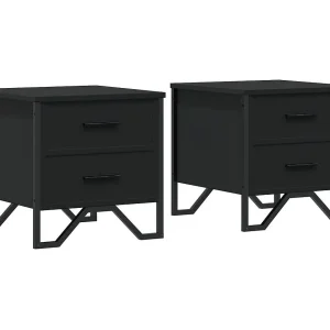 Hanne  Nachtkastjes 2 st 40x41x40 cm bewerkt hout zwart