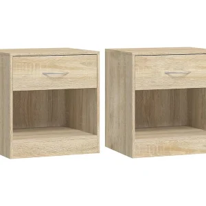 Gralina Nachtkastje met lade eikenkleur 2 st Gralina Nachtkastje met lade eikenkleur 2 st