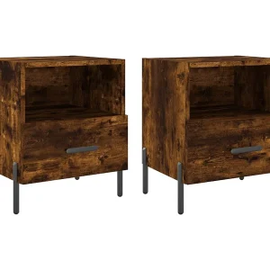Gilda Nachtkastjes 2 st 40x35x47,5 cm bewerkt hout gerookt eikenkleur Gilda Nachtkastjes 2 st 40x35x47,5 cm bewerkt hout gerookt eikenkleur