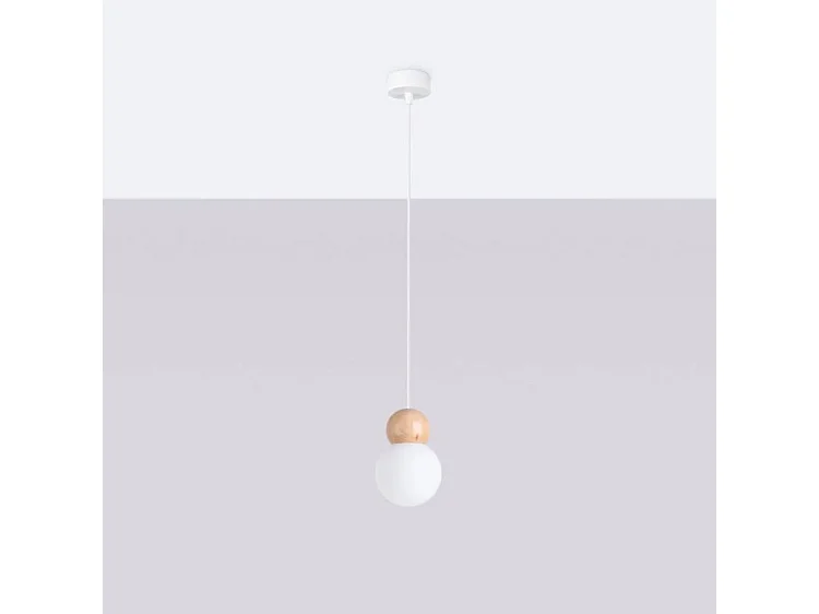 Hanglamp PEKKA Scandinavisch van - 1 lichtbronnen - L.11 x H.124 cm - wit/natuurlijk hout