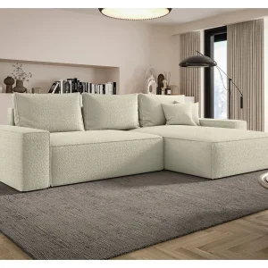 HOEKBANK MONA met slaapfunctie QUELLE 03 Beige Rechts L-vorm bank met opbergruimte, slaapbank, woonkamerbank HOEKBANK MONA met slaapfunctie QUELLE 03 Beige Rechts L-vorm bank met opbergruimte, slaapbank, woonkamerbank