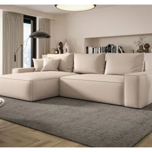 Hoekbank MONA met slaapfunctie ARAGON 03 beige links L-vormige bank met opbergruimte woonkamerbank slaapbank met opbergruimte Hoekbank MONA met slaapfunctie ARAGON 03 beige links L-vormige bank met opbergruimte woonkamerbank slaapbank met opbergruimte
