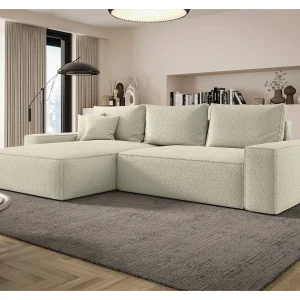HOEKBANK MONA met slaapfunctie QUELLE 03 Beige Links L-vorm bank met opbergruimte, slaapbank, woonkamerbank HOEKBANK MONA met slaapfunctie QUELLE 03 Beige Links L-vorm bank met opbergruimte, slaapbank, woonkamerbank