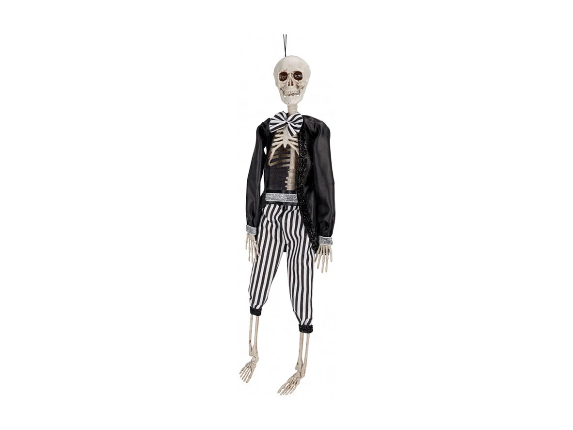 Hangend skelet Prisoner zwart-wit 9 x 5,5 x H 40 cm