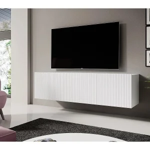 Hangend tv-meubel met 2 vouwdeuren en 1 witte plank 150×45 cm Hangend tv-meubel met 2 vouwdeuren en 1 witte plank 150×45 cm