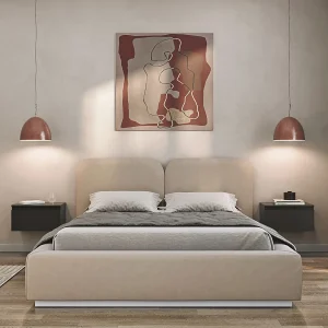 Gestoffeerd bed 140×200 met velours bekleding – Bedbox en lattenbodem – Lichtbeige – COMOVES Gestoffeerd bed 140×200 met velours bekleding – Bedbox en lattenbodem – Lichtbeige – COMOVES