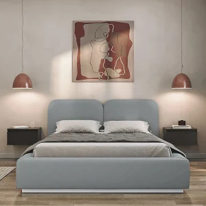 Gestoffeerd bed 140×200 met velours bekleding – Bedbox en lattenbodem – Grijs – COMOVES Gestoffeerd bed 140×200 met velours bekleding – Bedbox en lattenbodem – Grijs – COMOVES