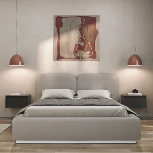 Gestoffeerd bed 140×200 met chenille bekleding – Bedbox en lattenbodem – Donkerbeige – COMOVES Gestoffeerd bed 140×200 met chenille bekleding – Bedbox en lattenbodem – Donkerbeige – COMOVES