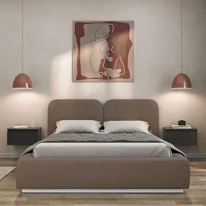 Gestoffeerd bed 140×200 met velours bekleding – Bedbox en lattenbodem – Bruin – COMOVES Gestoffeerd bed 140×200 met velours bekleding – Bedbox en lattenbodem – Bruin – COMOVES