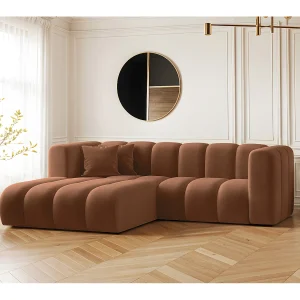 Hoekbank, L-vormig, Sofa Grand modulaire stof Salvador Bruin Links