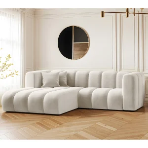 Hoekbank, L-vormig, Sofa Grand modulaire stof Salvador Lichtgrijs Links