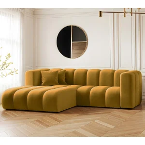 Hoekbank, L-vormig, Sofa Grand modulaire stof Salvador Geel Links