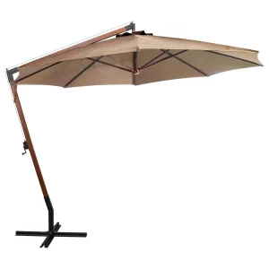 Gryndis Zweefparasol met paal 3,5×2,9 m massief vurenhout taupe Gryndis Zweefparasol met paal 3,5×2,9 m massief vurenhout taupe