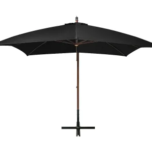 Gryndis Zweefparasol met paal 3×3 m massief vurenhout zwart Gryndis Zweefparasol met paal 3×3 m massief vurenhout zwart