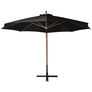 Gryndis Zweefparasol met paal 3,5×2,9 m massief vurenhout zwart Gryndis Zweefparasol met paal 3,5×2,9 m massief vurenhout zwart